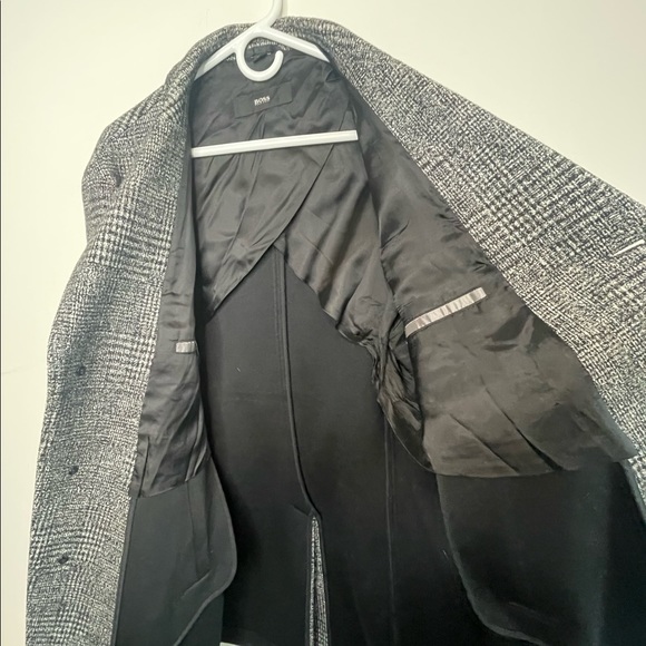 Boss Men's Block Plaid Wool Top Coat - 42 Regular - Picture 12 of 12